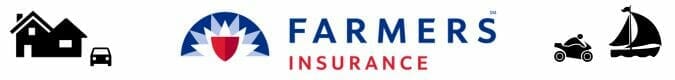 Blue letters spelling out Farmers and red letters spelling insurance. Semi circle red and blue logo on the left