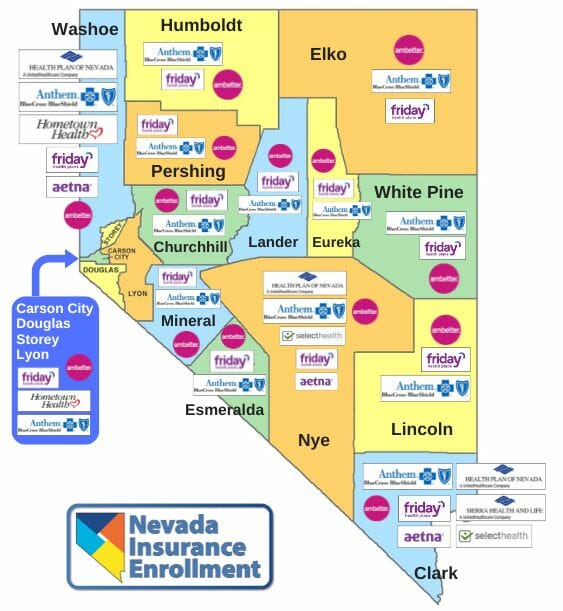 2023 Nevada Health Insurance Carrier Coverage by County - Map (mobile horizontal)