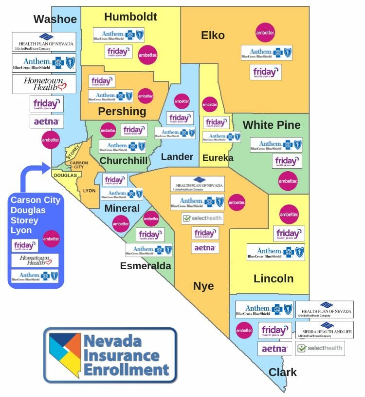 2023 Nevada Health Insurance Carrier Coverage by County - Map